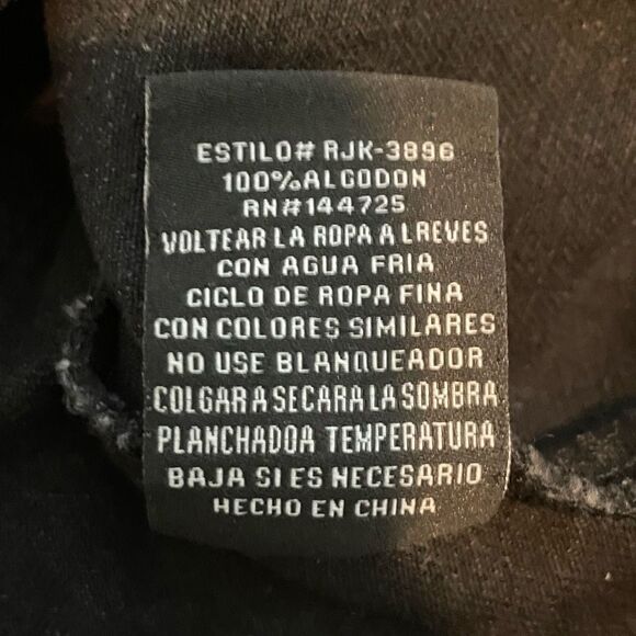 American Bazi Mona Lisa Graffiti Shut Up Jean Jacket Black Distressed Denim M - Picture 6 of 6